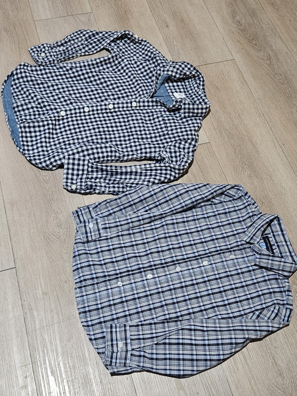 GAP Navy and White Plaid Button-Down Shirt And Andy& Evan Button-down Shirt.